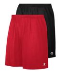 Champion Gym Shorts Men Big and Tall - 2 Pack Performance Dry Fit Running Shorts, Black/Red, 1X