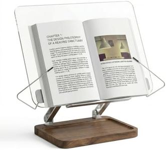 muso wood Acrylic Book Stand with Walnut Storage & Elastic Clips