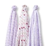 SwaddleDesigns SwaddleLite, Set of 3 Marquisette Swaddle Blankets, Premium Cotton Muslin, Lavender Lush Lite