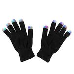 Black Knit Gloves LED Strobe Fingertips with 3 Colors for Light Shows, Raves, Concerts, Disco, Festival, Party Favors (1 Pair) by Super Z Outlet®