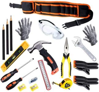 Real Tools Kit for Boys Girls 22 Pc,Kid Hand Tool Set,Children's Construction Woodwork Tool Set,Young Builder Teens Metal Hammer,Pliers,Beginner Starter Learning Tool Multifunction Repair Tool Juniors