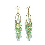 Long Beaded Dangle Earrings Boho Native Handmade Seed Bead Tassel Earring for Women Girls Bohemian Large Statement Beaded Drop Fringe Earrings Traditional Jhumki Jewelry Gifts (Green)