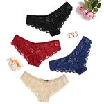 Avidlove Women Sexy Lingerie Panties 4 Pack Lace Hipster Underwear Cheeky Bikini Tangas