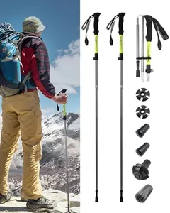 TianfuSpanda Trekking Poles 2 Pack, 7075 Aluminum Alloy Trek Poles, Adjustable 45"-53" with Anti-Shock EVA Grips, 3-Section Collapsible, 260lbs Ultralight Trekking Sticks for Snow Ice Rock Walking