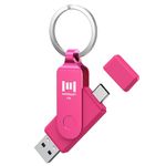 MOSDART 1TB USB C Dual Flash Drive Speed Up to 150MB/s with Keychain - 2 in 1 OTG USB3.1 Type-C Thumb Drive Memory Stick for USB-C Android Phones, iPhone 15, MacBook, iPad, Computers, etc. Hot Pink