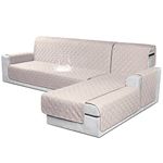 VANSOFY Sectional Couch Covers 100% Waterproof L Shaped Sofa Slipcover 3pcs Reversible Chaise Lounge Cover for Sectional Sofa Furniture Protector Cover for Pets Dog Cat(Large, Light Apricot)