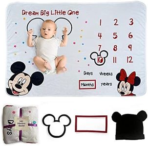 babyly Baby Milestone Blanket with Growth Chart, Hat, and Frames - Perfect for Capturing Memories with Disney's Theme - Unisex 40"x60" Blanket for Baby Girl and Boy