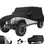 Big Ant Car Cover Custom Fits for Jeep Wrangler 4 Door JK Unlimited Sport/Sahara/Rubicon Waterproof All Weather with Drive Door Zipper,Full Exterior Cover Outdoor Snow Sun Uv Protection,Black