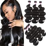 UNice Hair Icenu Series 8a Indian Body Wave Virgin Hair 3 Bundles, 100% Unprocessed Human Hair Extensions Weave Natural Color (16 18 20 inches)