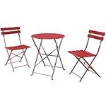 Grand patio Garden Bistro Set, Folding 2 Chairs and 1 Table, Weather-Resistant, Premium Steel, Conversation Set for Outdoor, Indoor (Red)