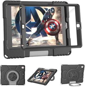 Funda Niños para iPad 9.7'' 6.ª/5.ª Gen 2018/2017, TrendGate Funda iPad Air 2 Ligera, A Prueba de Golpes, con Protector de Pantalla Incorporado y Soporte con Asa para iPad Air 1/Air 2/Pro 9,7, Negro