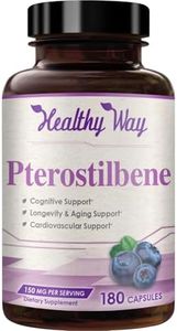 150mg Pterostilbene Supplement - Once Daily Antioxidant Supplement for Healthy Aging Immune Heart Skin and Brain Support - Naturally Derived Non-GMO & Made in The USA (180 Servings)