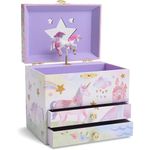 Jewelkeeper- Musical Jewelry Box with 2 Pullout Drawers, Glitter Rainbow and Stars Unicorn Design, The Unicorn Tune