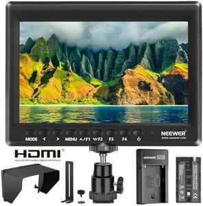 Neewer F100 Monitor da Campo 7” HD Video Assist Sottile IPS 1280x800 HDMI Input 1080p con 2600mAh Batteria a Litio Caricatore USB per Reflex Digitali Stabilizzatori Rig per Produzioni Filmati ecc.
