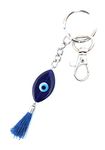 Evil Eye Keychain for Women & Men, car protect negative energy Blue heart shape Handmade beads Key Chain/Key Ring Reiki Crystal Good Luck and Prosperity (Transparent Blue Eye)