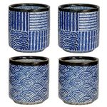 WEOPYCJ Chinese Teacup Small, Japanese Tea Cups Ceramic, Asian Blue No Handle Japanese Tea Mugs Cup Set of 4 (6.42oz)