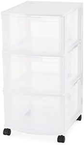 Gracious Living 3-Drawer Organizer Cart, Plastic Drawer Storage, White