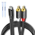 YIMATEECO Lightning to RCA Audio Cable, Audio Stereo 2-Male Y Splitter Adapter Aux Cord RCA Y Cable for Home, Car Speaker Amplifier, Compatible with iPhone(1M/3.3ft, Lightning to 2-Male RCA Cable)