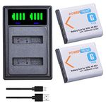 PowerTrust 2Pcs 1800mAh NP-BG1 NP-FG1 Battery + Charger with type-C port for Sony Cyber-shot DSC- W100, W120, W150, W220, T20 T100 T25, DSC-H3, H7, H9, H10, H20, DSC- H50, DSC-H55