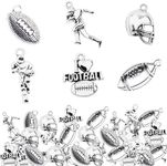 80 Pieces Football Charms for Jewelry Making Alloy Mixed Football Player's Bat Beads Antique Silver Metal Football Sport Charms Pendant DIY for Superball Bracelet Necklace Jewelry Making and Crafting