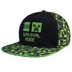 Minecraft Boys Baseball Cap with Adjustable Strap, Lightweight Snapback Sun Hat for Kids & Teens - Boys Gifts (Black/Green)