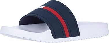 Tommy Hilfiger Men's Earthy Slide Sandal, White Sole/Navy Upper, 10