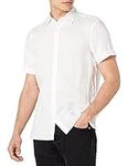 Perry Ellis Men's Short Sleeve Solid Linen Shirt, Bright White, XX-Large