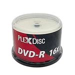 PlexDisc TY Series DVD-R 16X 4.7GB White Inkjet Hub Printable DVD-R - 50 Disc Cake Box (FFP)