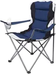 Internet's Best Padded Camping Folding Chair - Comfortable Outdoor Sports Chairs w/Cup Holder, Portable Carry Bag - for Beach, Park, Soccer, Baseball, Softball, Picnic, Adults - Navy Blue 2 - Pack