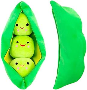 Giant Peas in A Pod Plush Toy Pea Pod Pillow Cute Pea Stuffed Toys Plant Doll Various Sizes (Green Beans,9.8''/25cm)