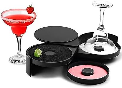 3-Tier Bar Glass Rimmer, POIUNA Margarita Salter Rimmer and Sugar Rimmer Set Cocktail Bar Accessories Bartender Tool,Salt Box Spice Container (Black Plastic)