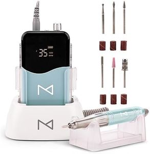 M Mase - Professional Nail Drill Machine - 2-in-1 Cordless Electric Nail File - Rechargeable, Portable, 35000 RPM, HD Display - Perfect for Salon & Home Use (Teal)
