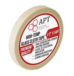 APT Insulating Tape, Glass Fabric, High Temperature Masking Tape, 260°C, UL Listed, White, Heat Resistant Tape Ideal for Electric Powder Coating, Sandblasting (1/2" x 5')