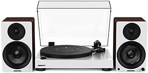 Fluance RT81 Elite High Fidelity Vinyl Turntable (White) with Ai41 Powered 5" Stereo Bookshelf Speakers (White Walnut), Diamond Stylus, Belt Drive, Built-in Preamp, 90W Class D Amplifier, Bluetooth