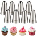 Fanshiontide 8 Pack Large Piping Tips, Seamless Stainless Steel Icing Piping Nozzle Tip Set for Cupcake Cookie Cake Decorating