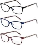 LKEYE Bifocal Reading Glasses Women Blue Light Blocking With Clear Top Computer Progressive Reader Wide Metal Full Frame Designer Ladies Cheater Ultralight Stylish Spring Hinge LK6026 3pack +2.50