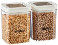 Amazon Brand - Solimo Airtight Plastic Storage Jar and Container Set-I | BPA Free | Multipurpose Storage | 1150ml each, Set of 2 (White)