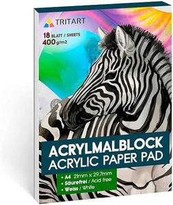Tritart Papel acrílico A3, 400 g/m2, bloc de pintura para pinturas acrílicas, 20 hojas blancas, papel acrílico