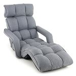 RELAX4LIFE Floor Chair Sofa Bed - Folding Lazy Sofa w/6-Postion Adjustable Backrest, Armrests & 8-Level Footrest for Living Room Bedroom, Gaming Floor Chairs for Adults, Foldable Chaise Lounge Indoor