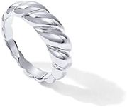 PAVOI 14K White Gold Plated Croissant Ring Twisted Braided Gold Plated Ring | Chunky Signet Ring | Size 10