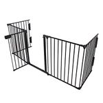 Gr8 Garden Large Metal Panel Fireplace Fence Barrier Stair Safety Hearth Gate PlayPen Pet Dog Cat Baby BBQ Guard Room Divider Black Grill Screen