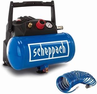 Scheppach Compresseur d'air comprimé HC06 sans huile | chaudière 6 l | Pression de travail 8 bar | 1200 W | Puissance d'aspiration 200 L/min | Compresseur d'air mobile et compact | Avec tuyau de 5 m
