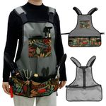 ROUDJER Garden Apron, 600D Oxford Cloth Work Apron with 7 Pockets, Adjustable Waterproof Heavy Tool Apron for Men & Women (Grey)