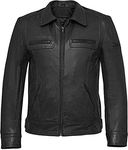 Mens Lynch Antique Vintage Classic Leather Jackets - Brown, Red and Black Leather Jacket (Black, Large)
