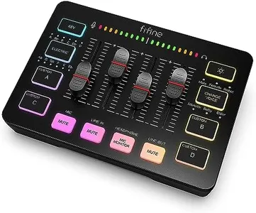 FIFINE Gaming Audio Mixer, Streaming RGB PC Mixer with XLR Microphone Interface, Individual Control, Volume Fader, Mute Button, 48V Phantom Power, for Podcast/Recording/Vocal/Game Voice-AmpliGame SC3