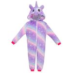 KAKU NANU Unicorn Onesies for Girls Unicorn Onesie Kids Fluffy Pyjamas Age 4 5 6 Unicorn Gifts for Girls Purple