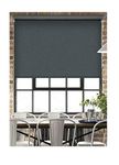 Aprica Blackout Made to Measure Roller Blinds - Easy Fit Roller Blinds for Windows and Doors - Thermal Blinds Fabric with Child Safety Pull Cords (Charcoal Grey, Width 120cm - Drop 160cm)