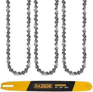 RazEdg 20 Inch Chainsaw Bar and Chain Combo, .325" Pitch, 063" Gauge, 81 Drive Links Fits Stihl MS290 MS271 MS291 MS261 MS270 MS280 024 026 028 029 030 036 039 and More (1 Bar + 3 Chains)
