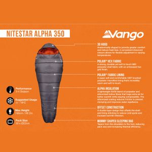 Vango Nitestar Alpha 350 Sleeping Bag – 3-4 Season, Lightweight