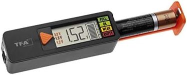 TFA Dostmann BatteryCheck 98.1126.01 Battery Tester for Batteries and Batteries (AAA, AA, C, D), Button Cell, Block Battery, Charging Status/Volt Display, Quick and Easy